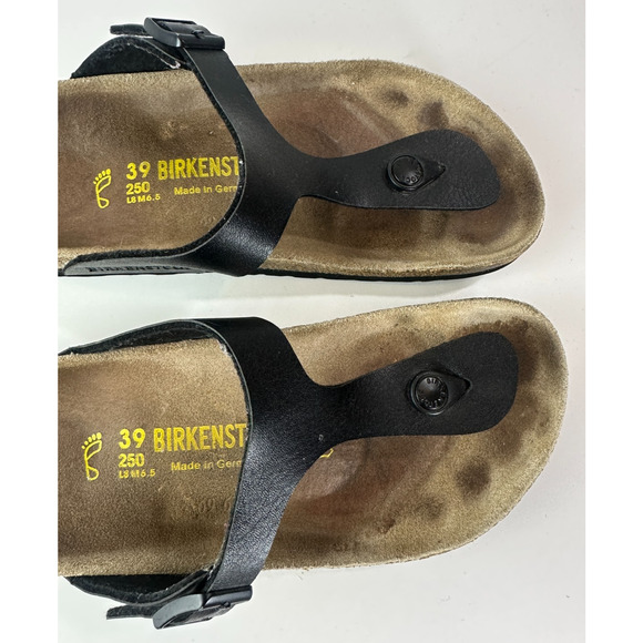 Birkenstock Gizeh Sandals Black Slides Buckle Thong 39 Women's US Size 8 - Picture 8 of 13